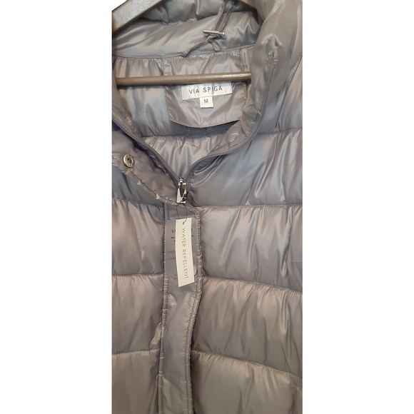 60% OFF Via Spiga Quilted Puffer Women's Coat in Silver Gray Coin M MSRP $170 - Picture 5 of 6